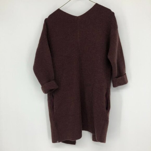 Monk & Lou burgundy acrylic knit cocoon longline cardigan side pockets XS - Picture 14 of 15